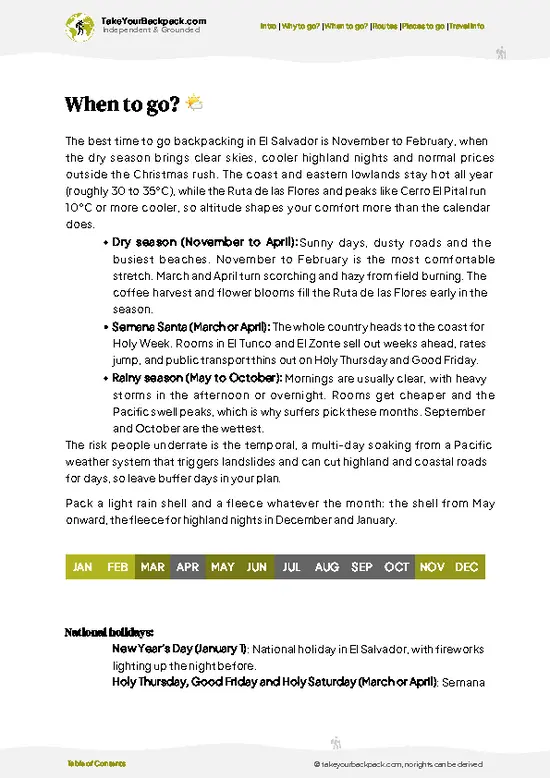 example page 3 from our offline Travel Guide for El Salvador